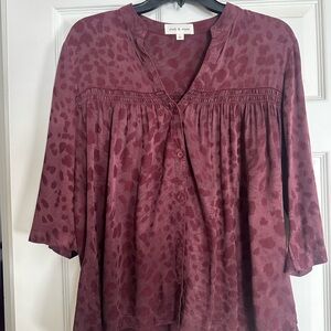 Cloth & Stone Women's Maroon Patterned Blouse